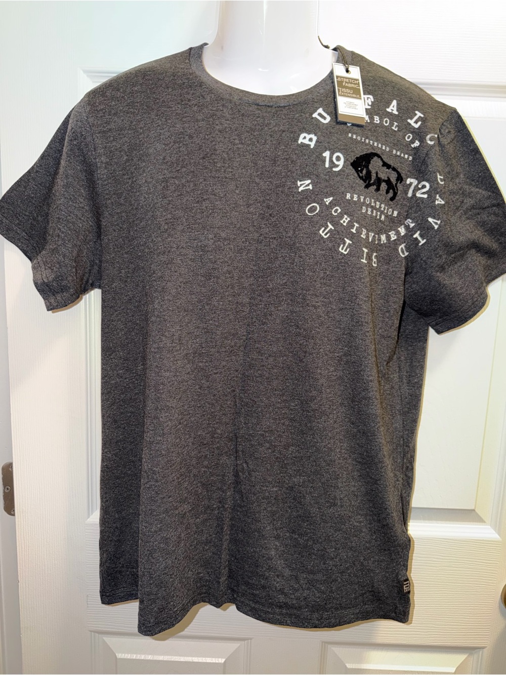 Buffalo David Bitton Charcoal Gray Graphic Short Sleeve Tee